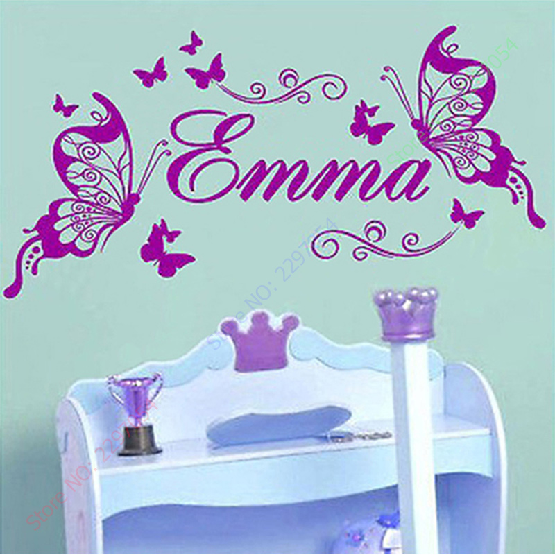 Baby Nursery Furniture - New Butterflies Personalized Name Vinyl Butterfly