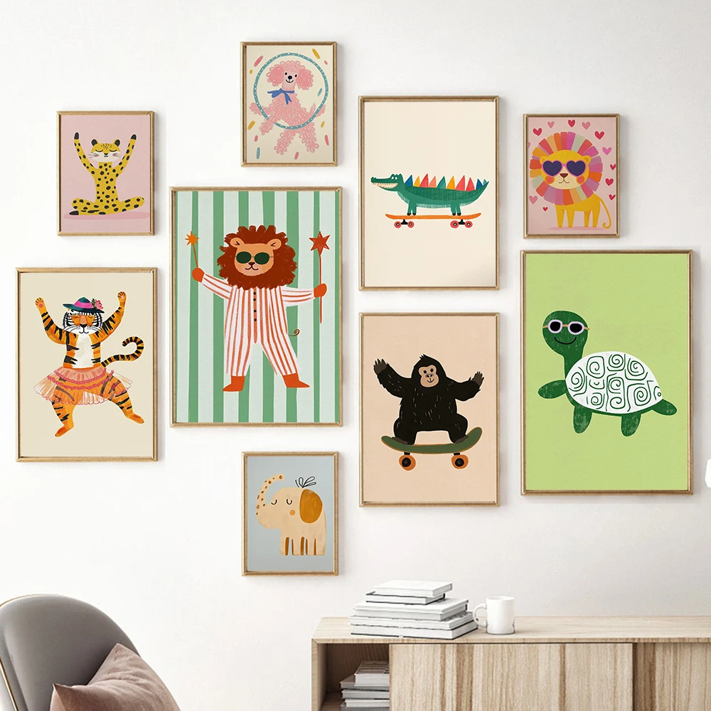 Baby Nursery Elephant - Minimalist Canvas Posters Yoga Leopard Elephant