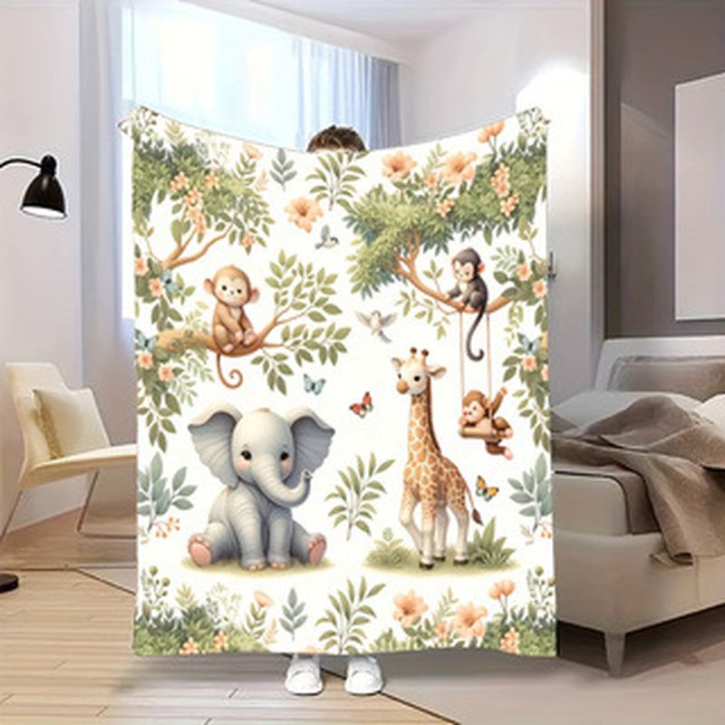Baby Nursery Animal Prints - VIKAMA Watercolor Jungle Animal Baby Blanket