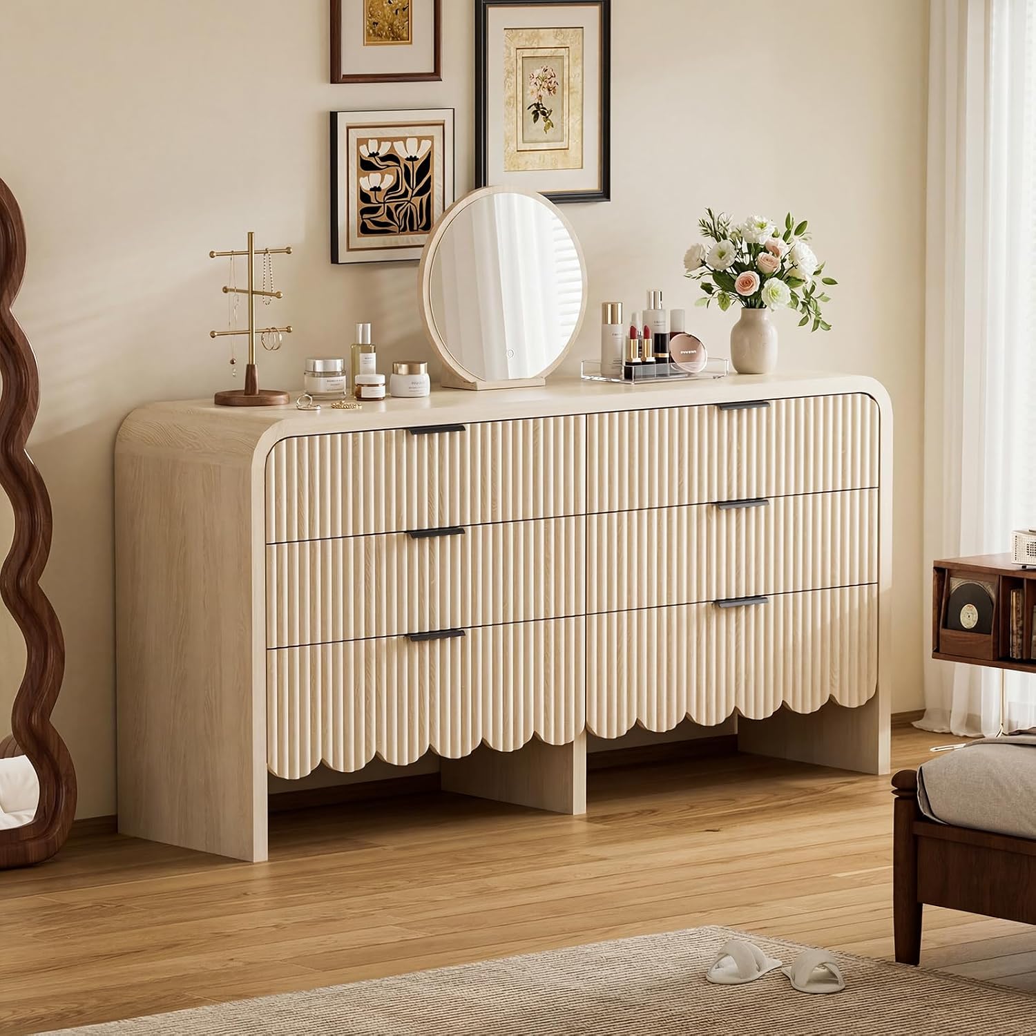 Baby Nursery Dresser - Wood 6 Drawer Dresser Nursery Storage