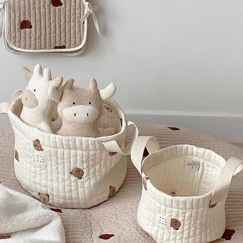 Diaper Caddy Organizer - Cute Bear Embroidery Diaper Bag Nappy