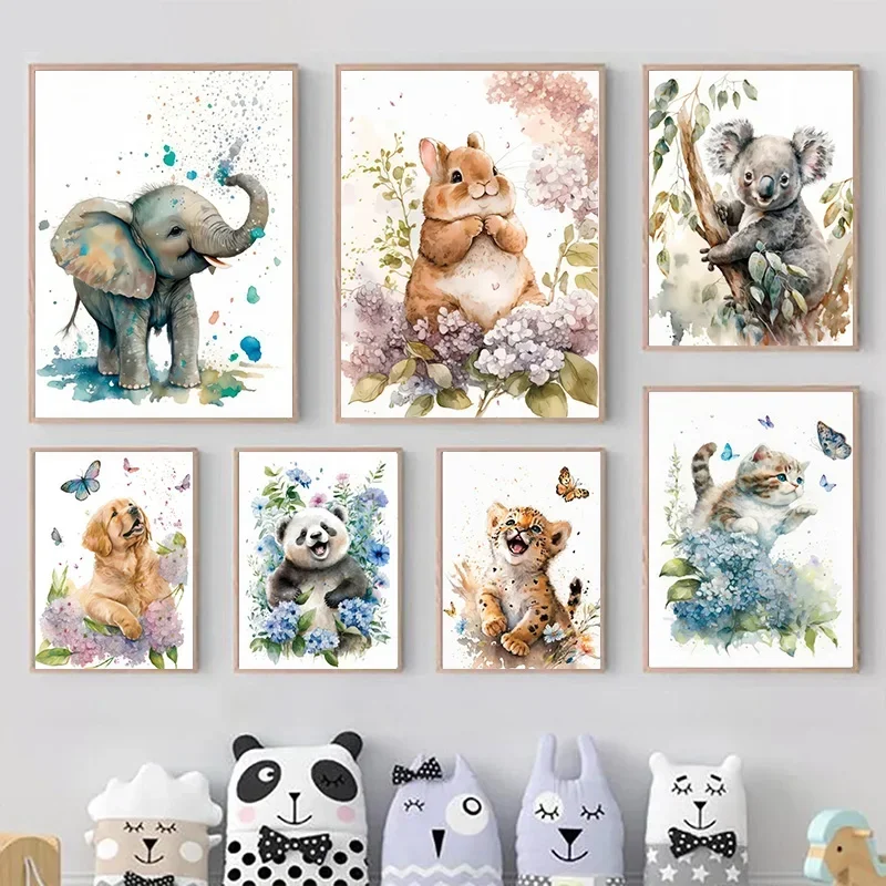 Baby Nursery Elephant - Elephant Panda Tiger Koala Cat Cartoon