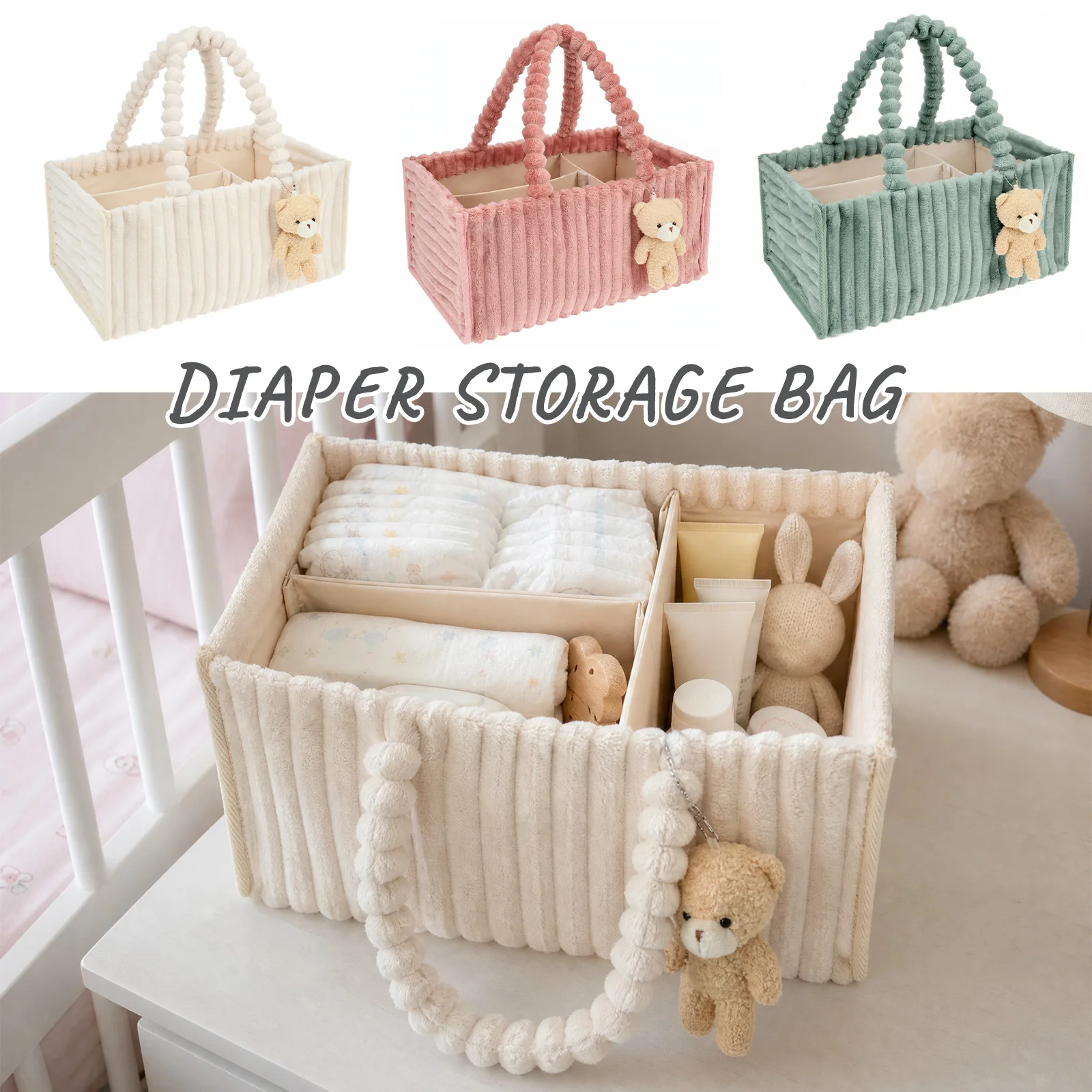 Diaper Caddy Organizer - Baby Diaper Caddy Organizer Corduroy Diaper