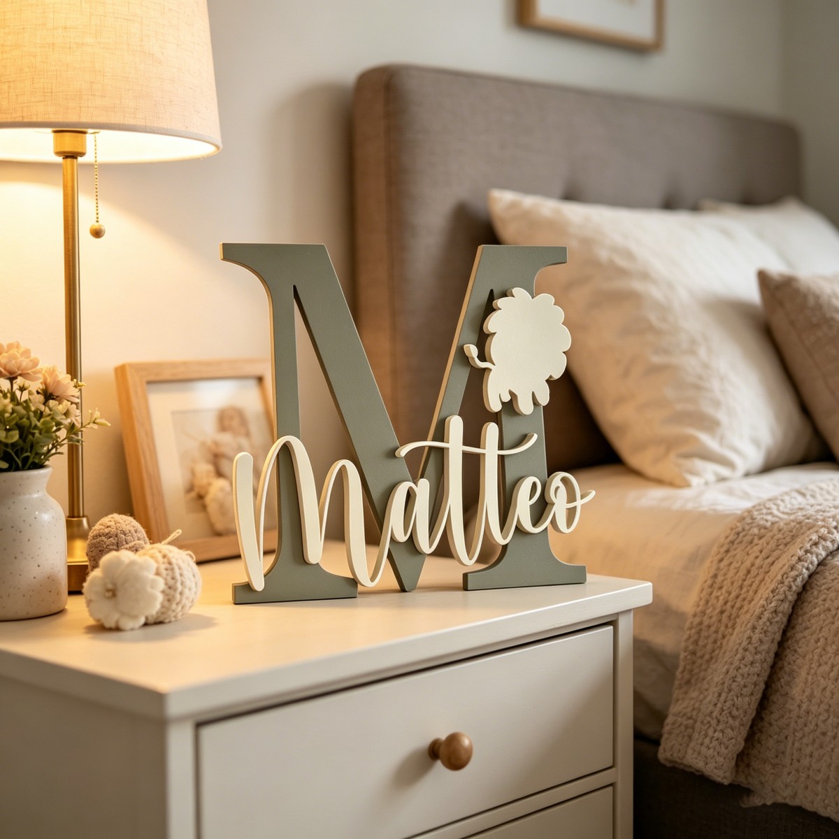 Baby Nursery Wall Decor - 1Pc Custom Lion Name & Initial