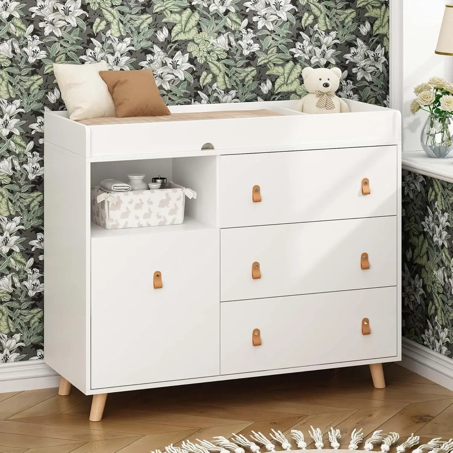 Baby Nursery Dresser - Baby Dresser Changing Table with Drawers