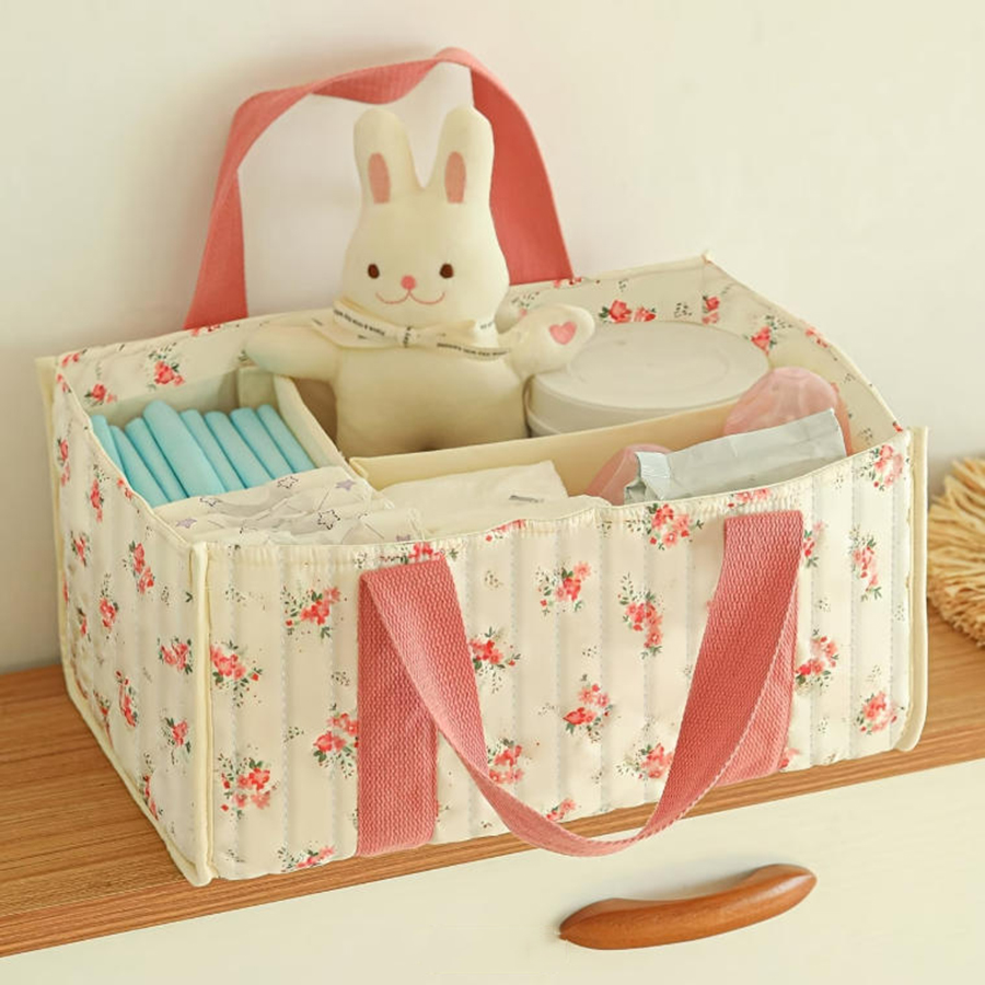 Diaper Caddy Organizer - Floral Diaper Caddy Organizer, Portable Nursery