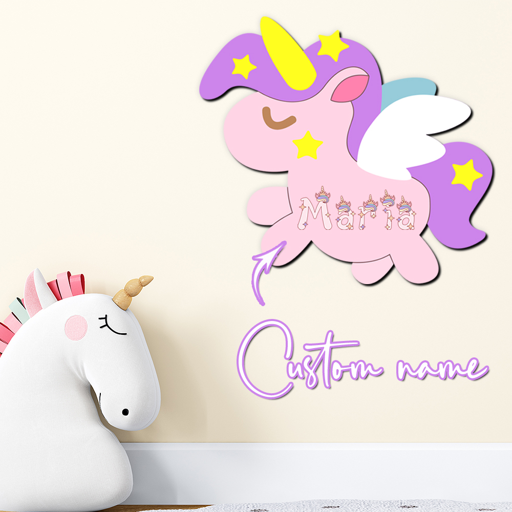 Custom Unicorn Wooden Name Sig - Baby Nursery Wall Decor ulasan dan harga