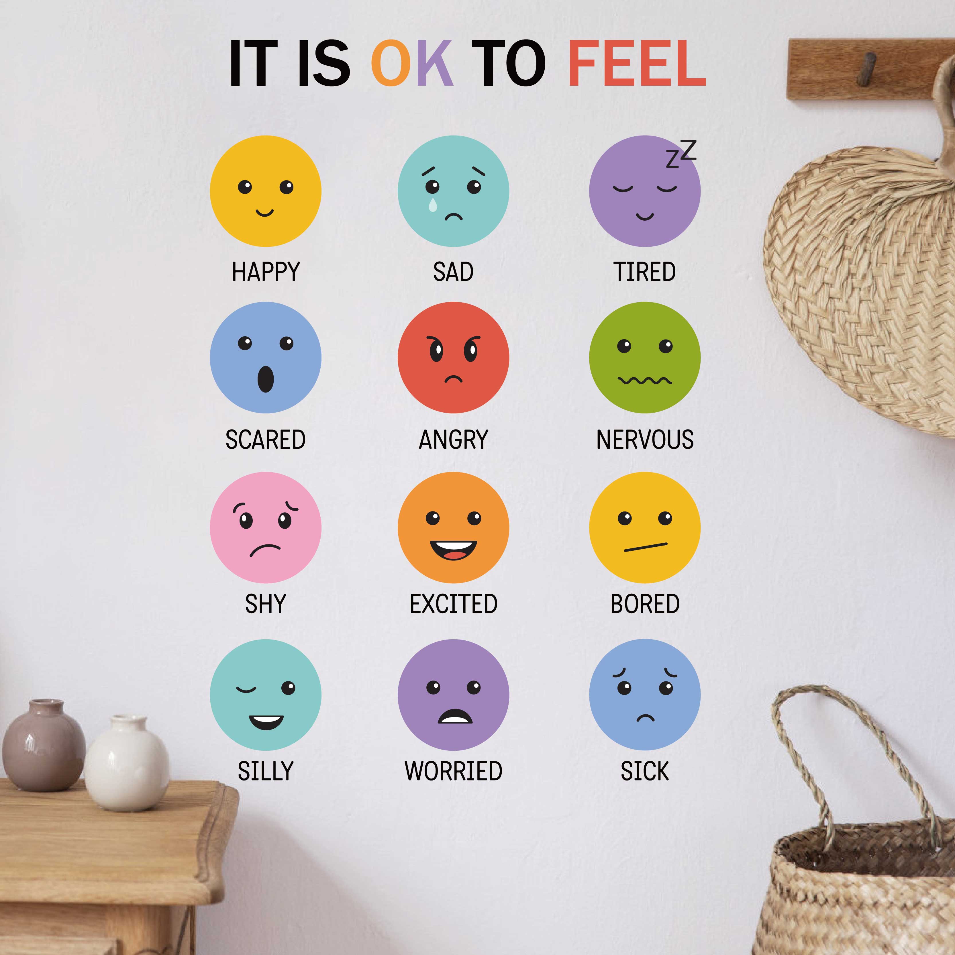 3D Colorful 12 Types of Emotic - Baby Nursery Wall Stickers ulasan dan harga