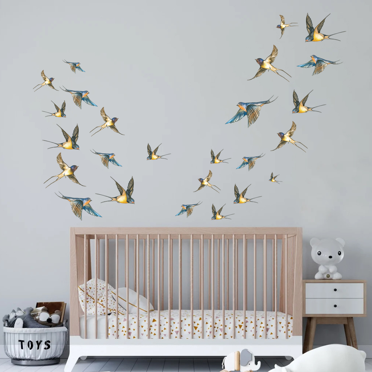 4Pcs Watercolor Multicolor Bir - Baby Nursery Furniture ulasan dan harga