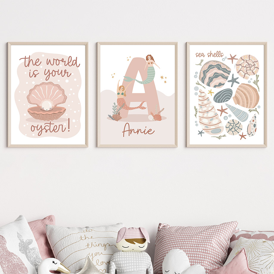 Cartoon Sea Animals Whale Merm - Baby Nursery Name Wall Art ulasan dan harga
