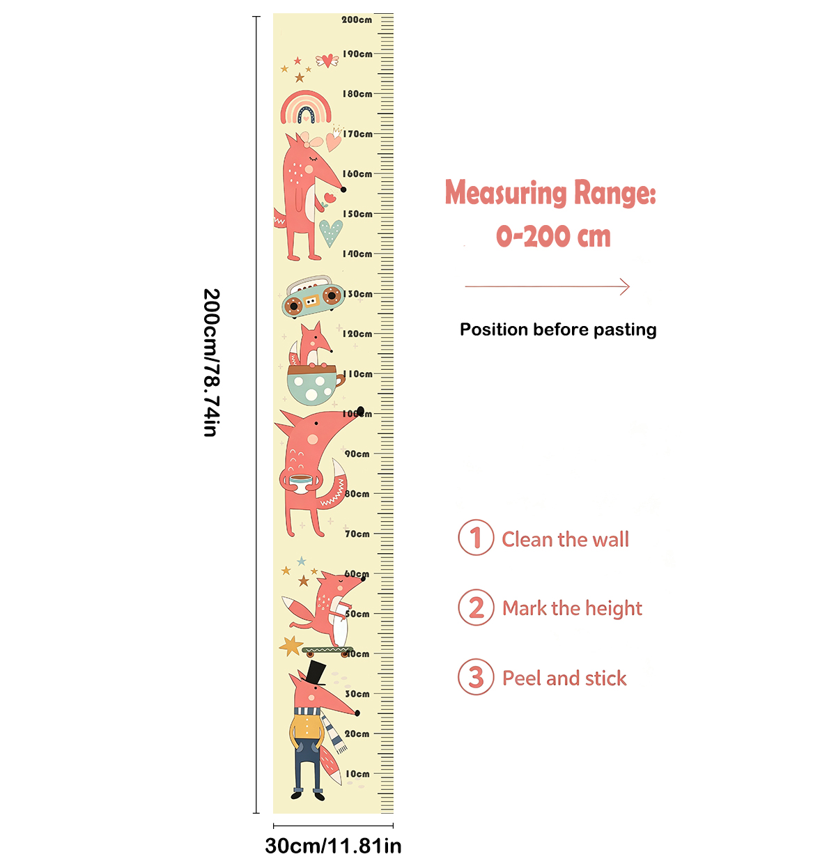 Lovely Animal Fox Kids Height  - Baby Nursery Wall Stickers ulasan dan harga