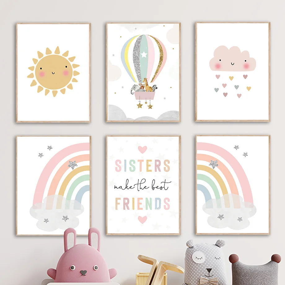 Giraffe Elephant Hot Balloon S - Baby Nursery Name Wall Art ulasan dan harga