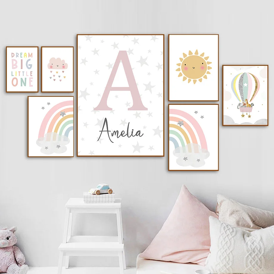 Giraffe Elephant Hot Balloon S - Baby Nursery Name Wall Art ulasan dan harga