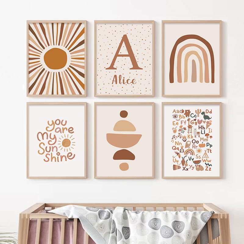 Abstract Sun Rainbow Custom Ba - Baby Nursery Name Wall Art ulasan dan harga