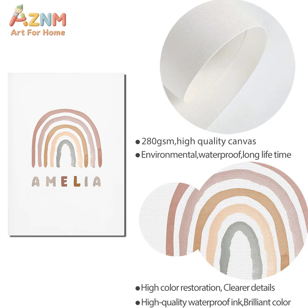 Poster Custom ABC 123 Rainbow  - Baby Nursery Name Wall Art ulasan dan harga