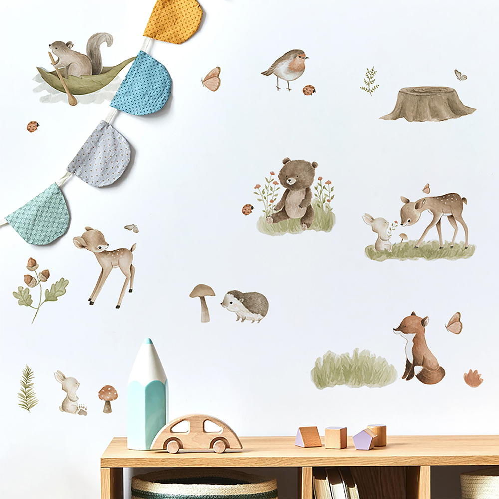 Nordic Forest Cartoon Wall Sti - Baby Nursery Wall Stickers ulasan dan harga