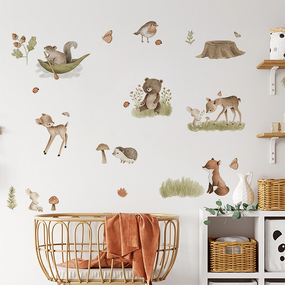 Nordic Forest Cartoon Wall Sti - Baby Nursery Wall Stickers ulasan dan harga