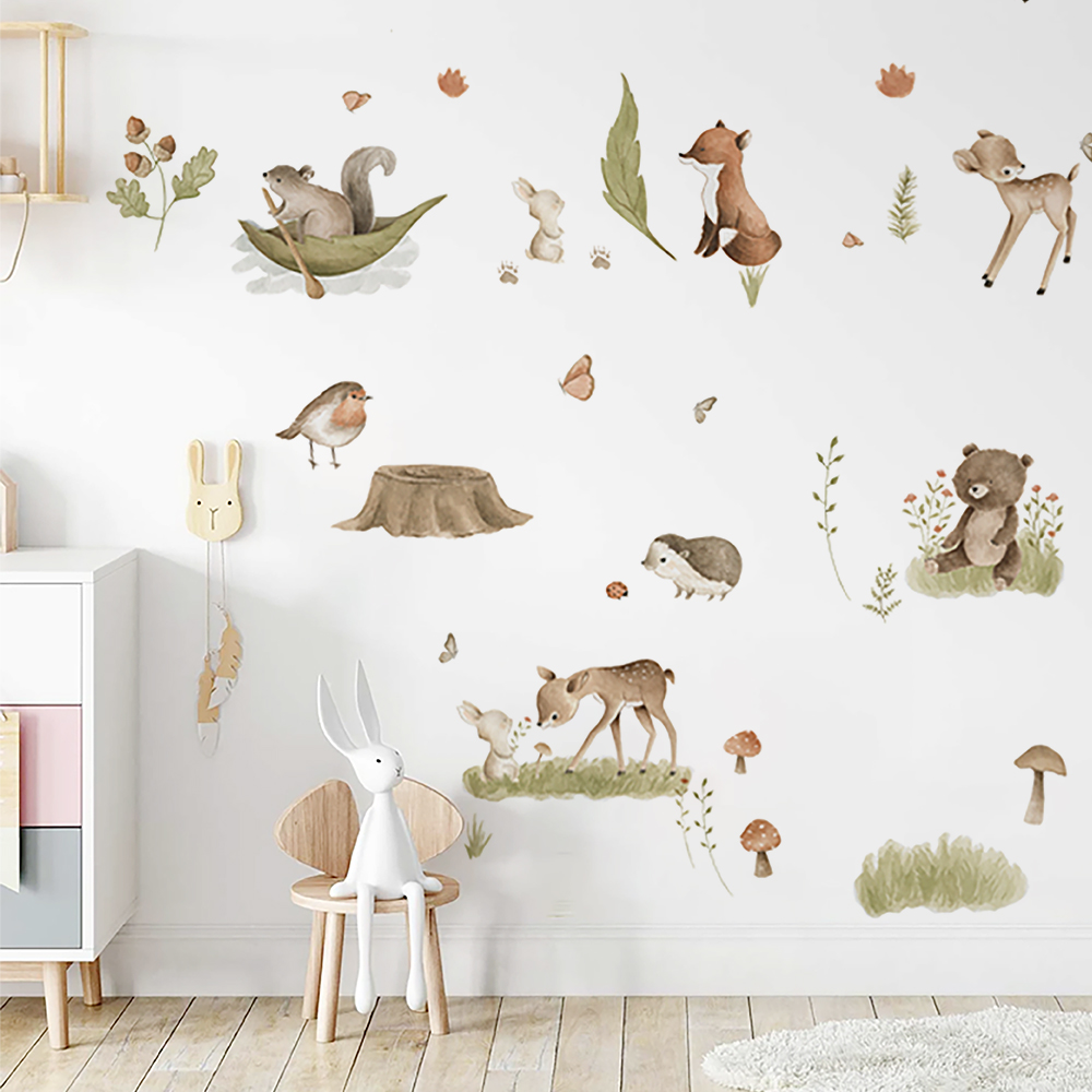 Nordic Forest Cartoon Wall Sti - Baby Nursery Wall Stickers ulasan dan harga