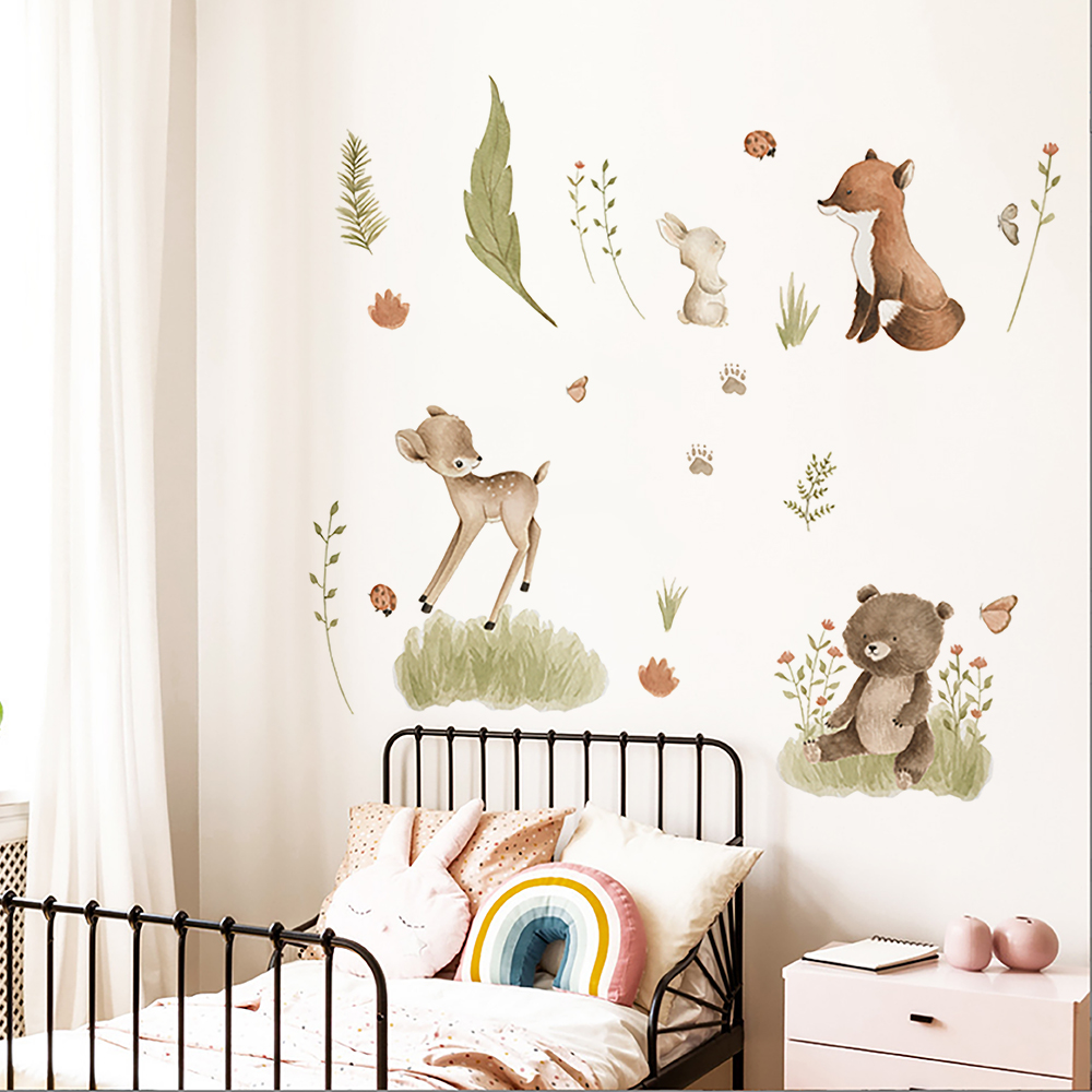 Nordic Forest Cartoon Wall Sti - Baby Nursery Wall Stickers ulasan dan harga