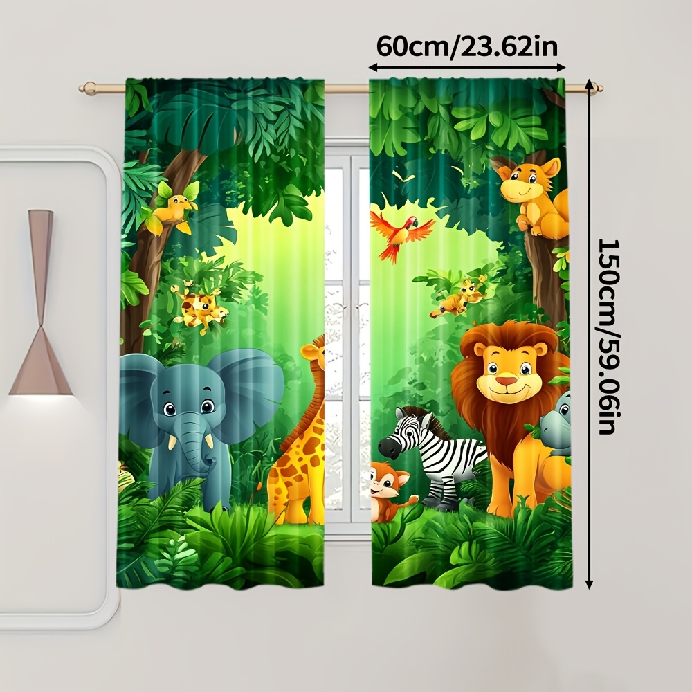 2pcs Cartoon Animal Curtains J - Baby Nursery Animal Prints ulasan dan harga