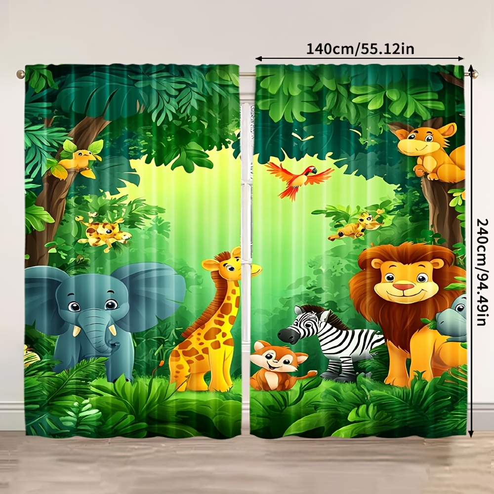 2pcs Cartoon Animal Curtains J - Baby Nursery Animal Prints ulasan dan harga