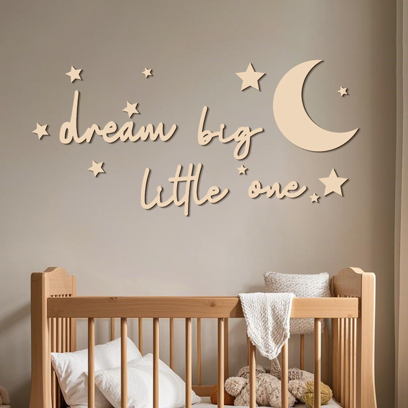 Dream Big Little One Wooden Si - Baby Nursery Wall Stickers ulasan dan harga