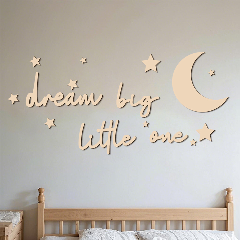Dream Big Little One Wooden Si - Baby Nursery Wall Stickers ulasan dan harga