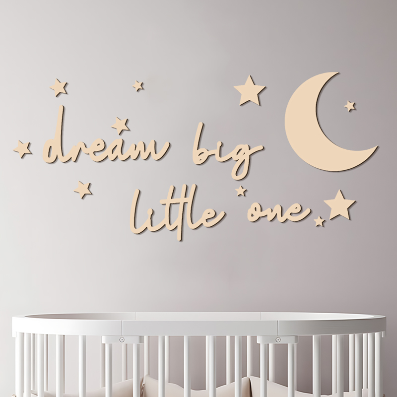 Dream Big Little One Wooden Si - Baby Nursery Wall Stickers ulasan dan harga