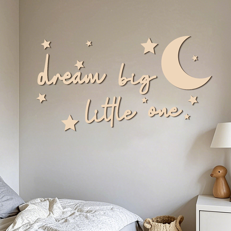 Dream Big Little One Wooden Si - Baby Nursery Wall Stickers ulasan dan harga