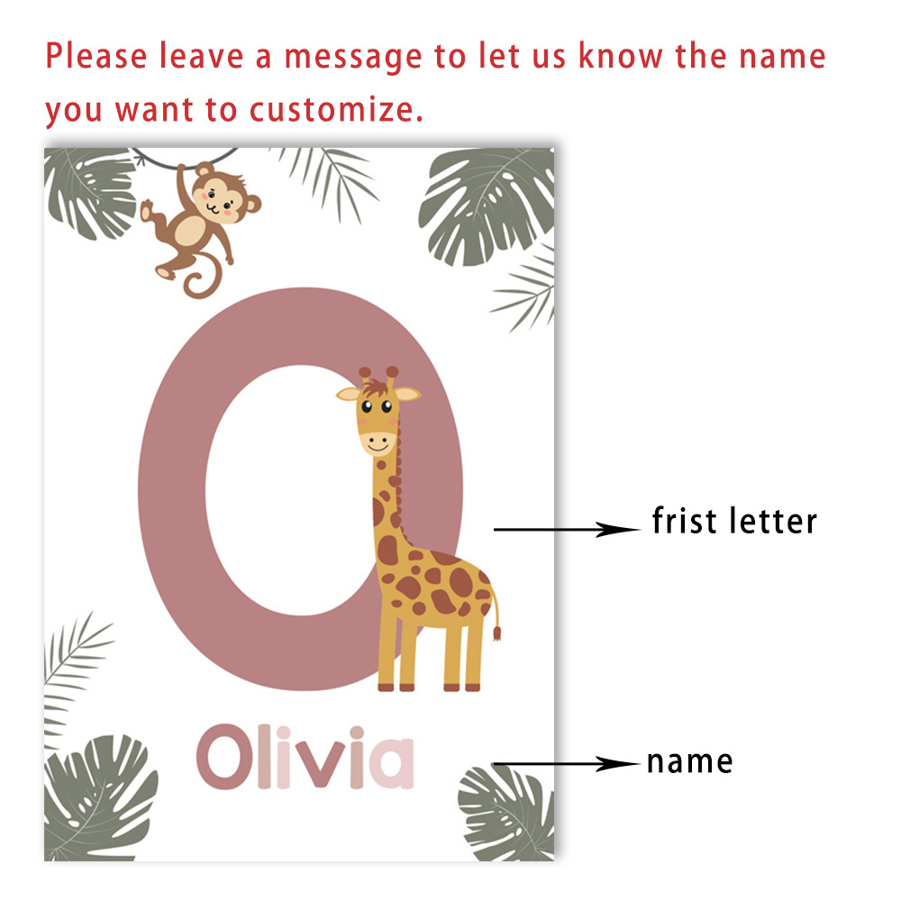 Nordic Jungle Animal Posters C - Baby Nursery Name Wall Art ulasan dan harga