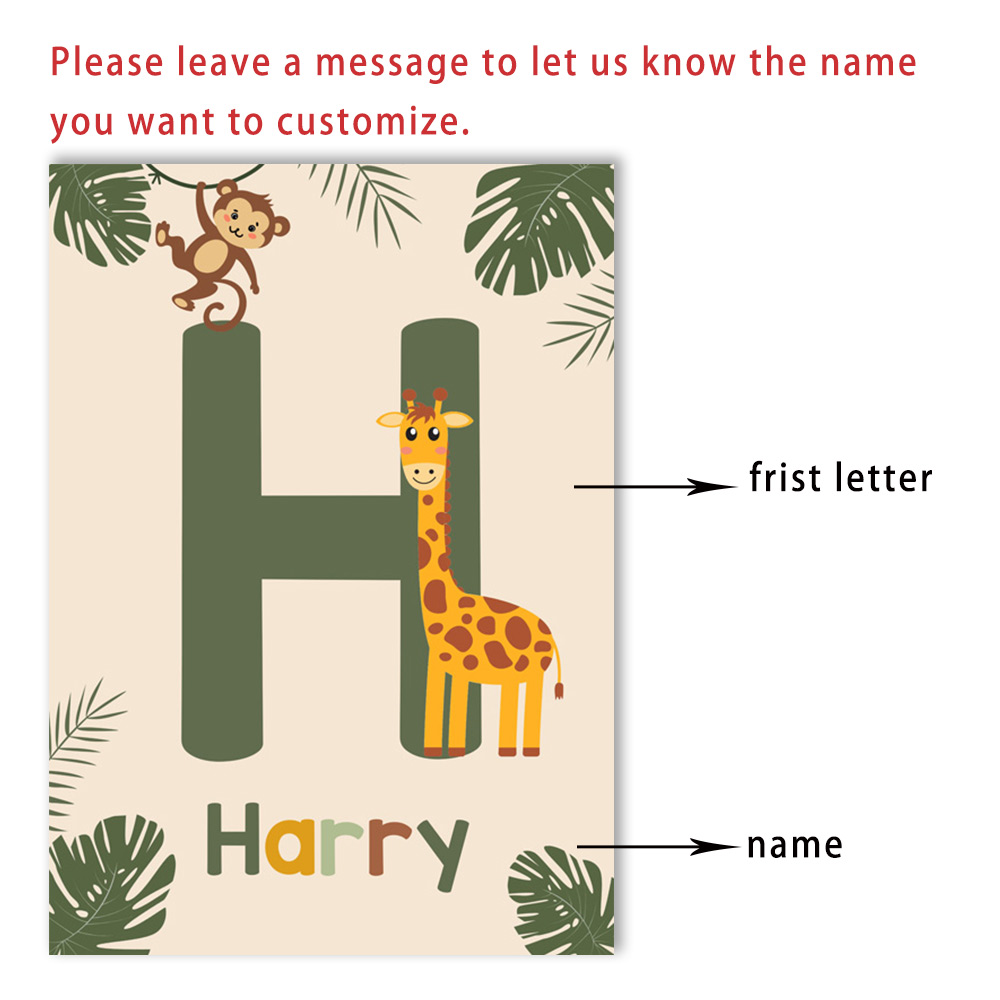 Nordic Jungle Animal Posters C - Baby Nursery Name Wall Art ulasan dan harga