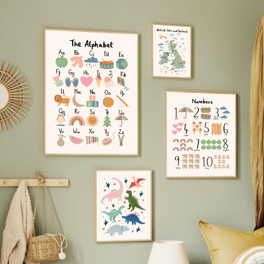 Animal World Map Dinosaur Alph - Baby Nursery Animal Prints ulasan dan harga