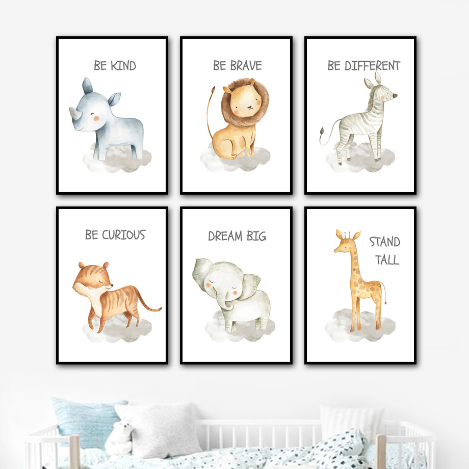 Nursery Wall Art Canvas Painti - Baby Nursery Elephant ulasan dan harga