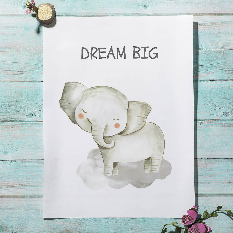 Nursery Wall Art Canvas Painti - Baby Nursery Elephant ulasan dan harga