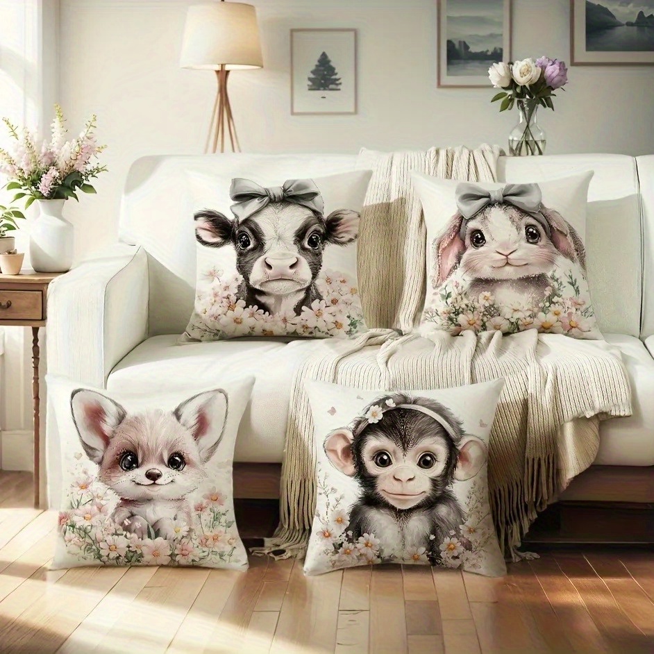 Cute Baby Farm Animal Throw Pi - Baby Nursery Animal Prints ulasan dan harga