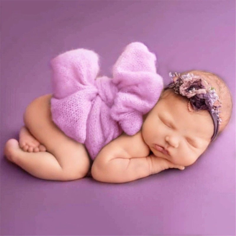 2pcs Butterfly Bowknot Pose Be - Baby Wrap Stretchy ulasan dan harga