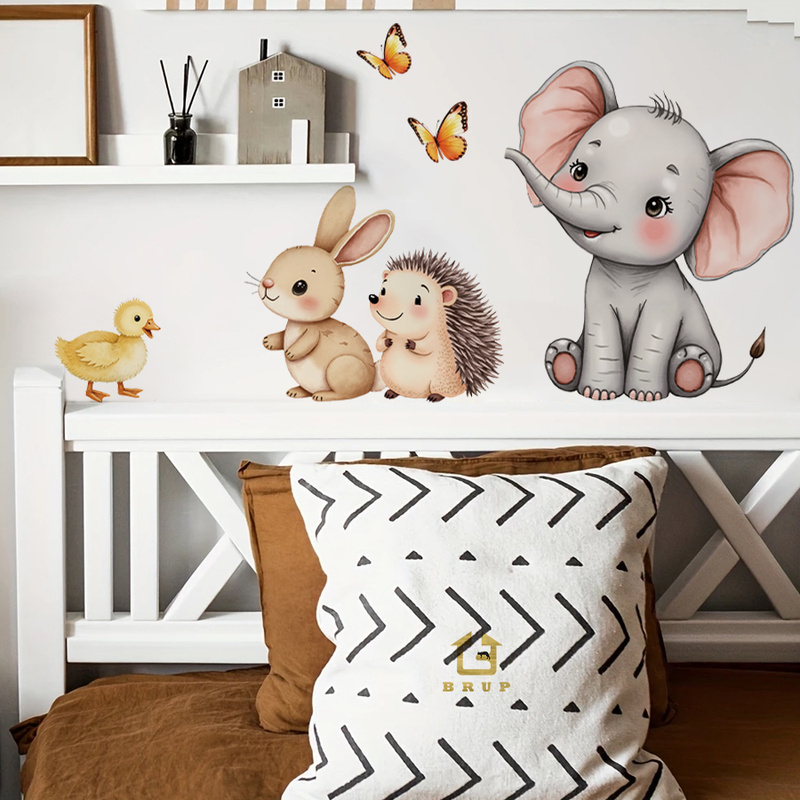 Cartoon Animal Wall Sticker -  - Baby Nursery Wall Decor ulasan dan harga