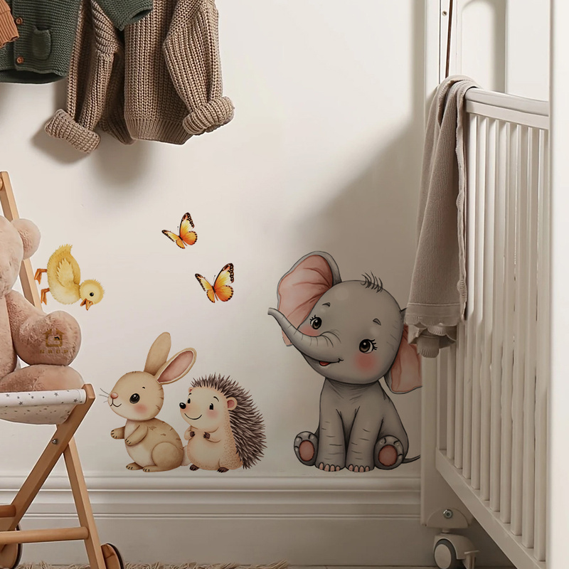 Cartoon Animal Wall Sticker -  - Baby Nursery Wall Decor ulasan dan harga