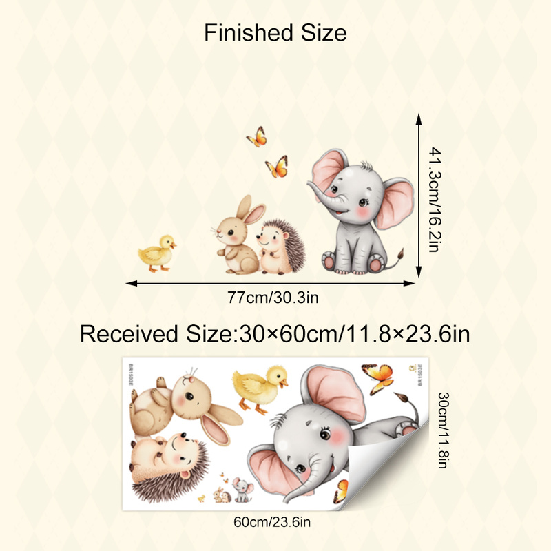 Cartoon Animal Wall Sticker -  - Baby Nursery Wall Decor ulasan dan harga