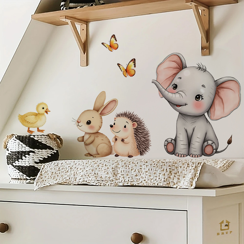 Cartoon Animal Wall Sticker -  - Baby Nursery Wall Decor ulasan dan harga