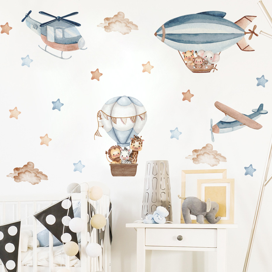 Watercolor Animals Hot Air Bal - Baby Nursery Furniture ulasan dan harga