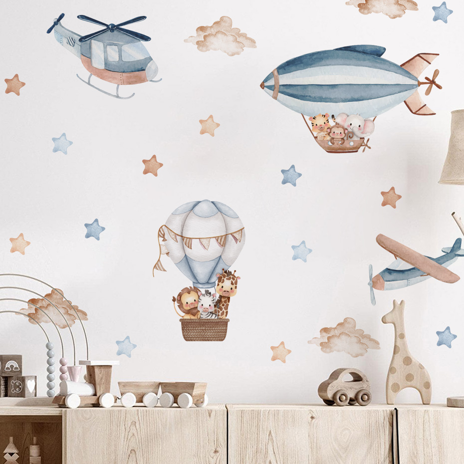 Watercolor Animals Hot Air Bal - Baby Nursery Furniture ulasan dan harga