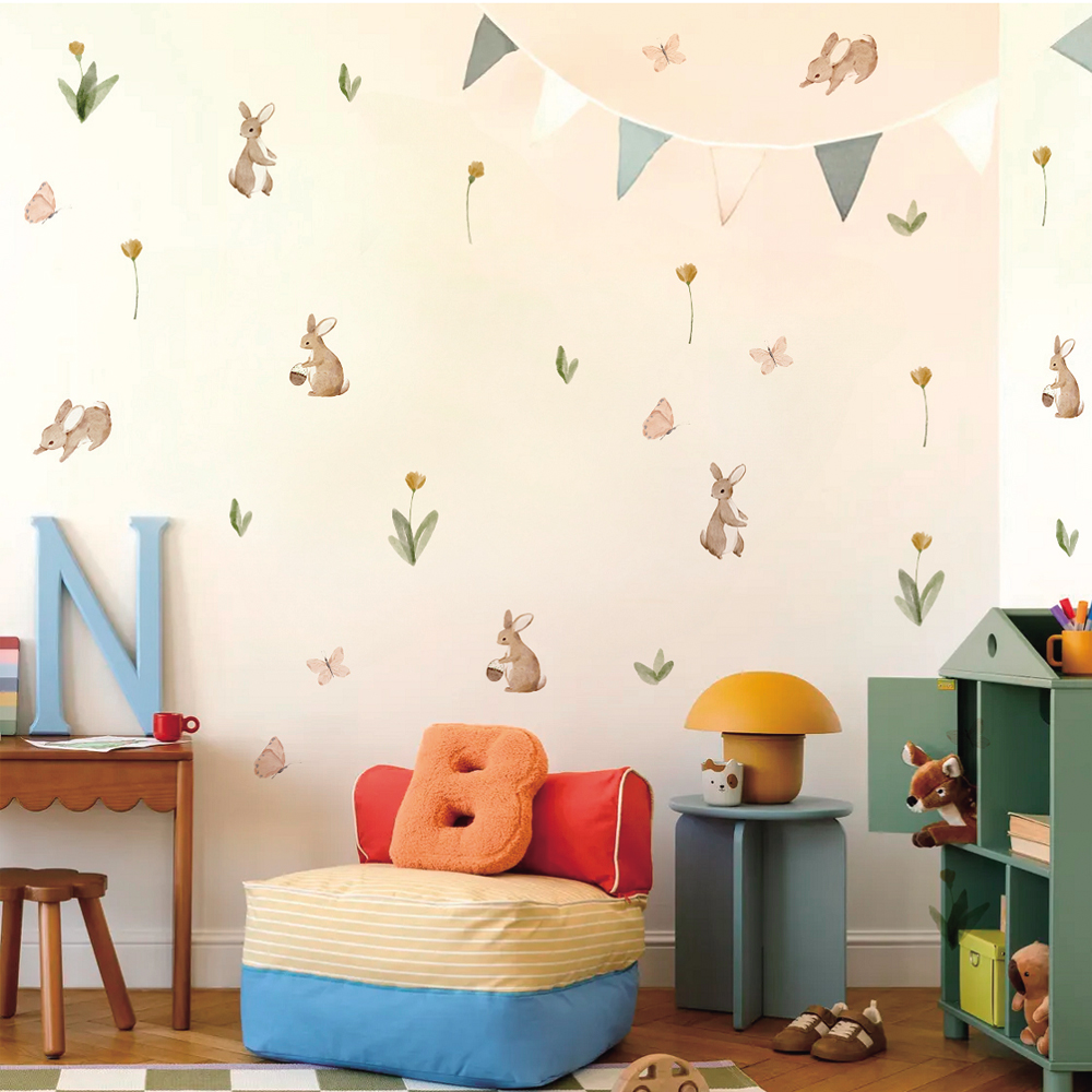 Summertime Watercolor  Cute Bu - Baby Nursery Wall Stickers ulasan dan harga