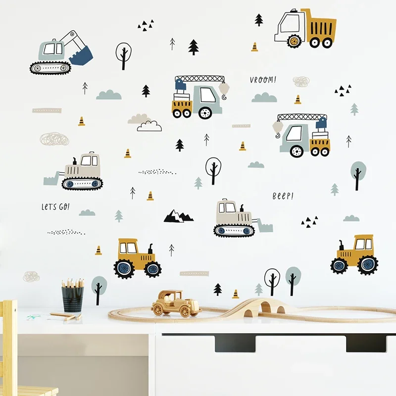 Hand Drawn Cute Cars Cargo Tru - Baby Nursery Wall Stickers ulasan dan harga