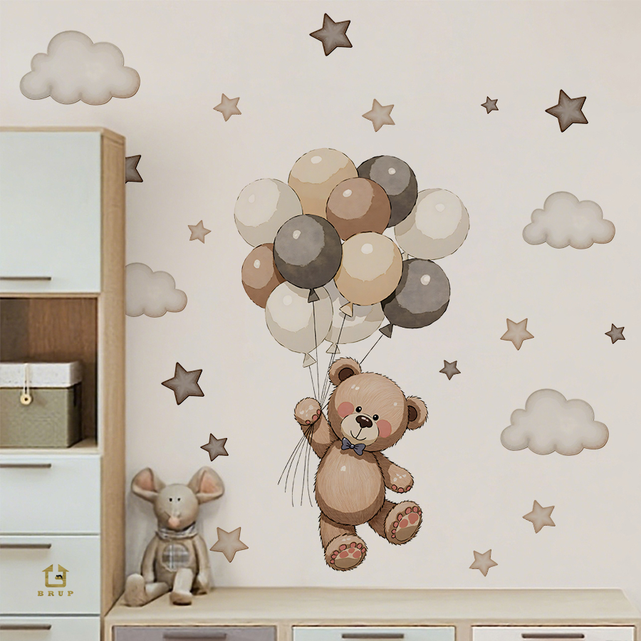 Adorable Teddy Bear Wall Decal - Baby Nursery Furniture ulasan dan harga