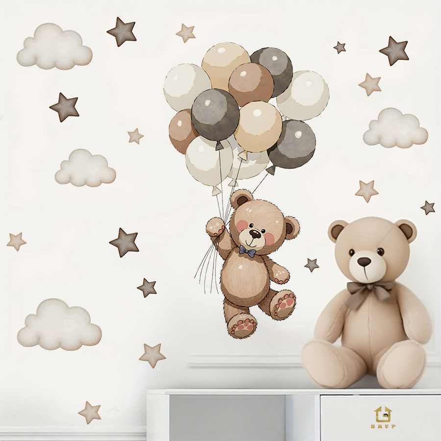 Adorable Teddy Bear Wall Decal - Baby Nursery Furniture ulasan dan harga