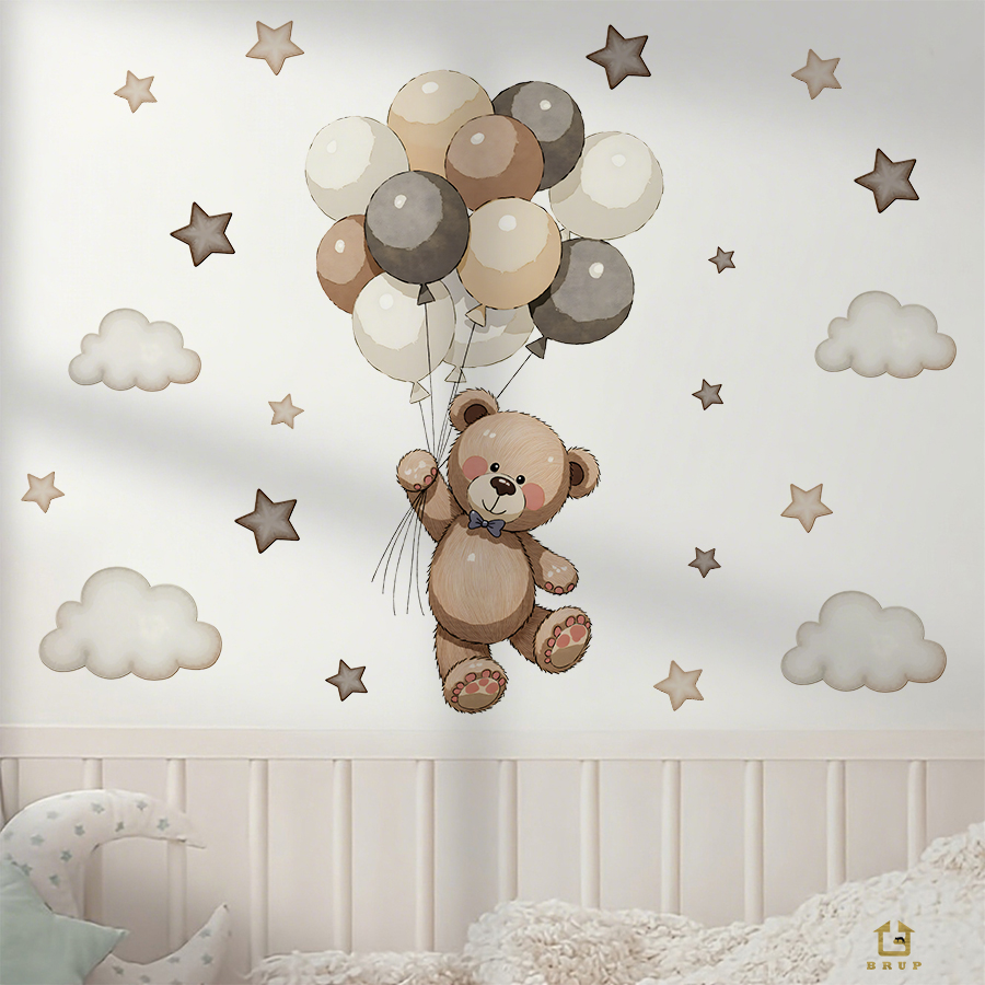 Adorable Teddy Bear Wall Decal - Baby Nursery Furniture ulasan dan harga