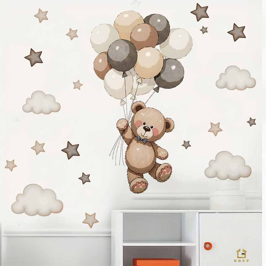 Adorable Teddy Bear Wall Decal - Baby Nursery Furniture ulasan dan harga