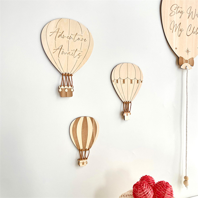 INS Nordic Wooden Hot Air Ball - Baby Nursery Wall Stickers ulasan dan harga