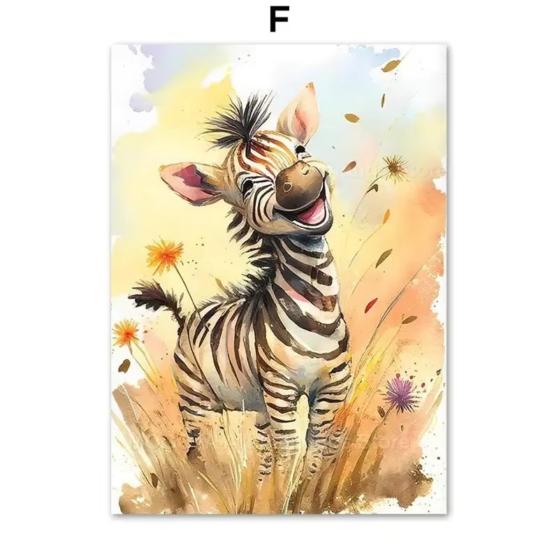 Watercolor Lion Giraffe Tiger  - Baby Nursery Animal Prints ulasan dan harga